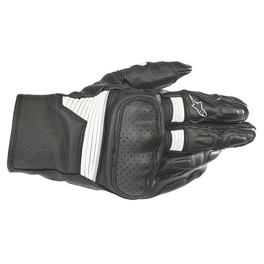 Alpinestars Sport Leather Motorcycle Gloves AXIS Black White