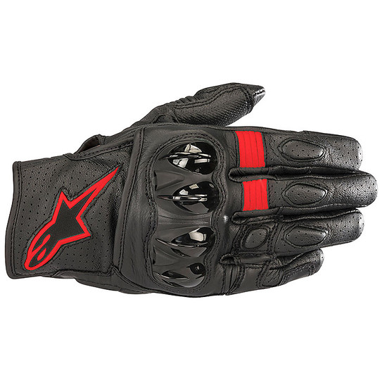 Alpinestars Sport Leather Motorcycle Gloves CELER v2 Black Red Fluo