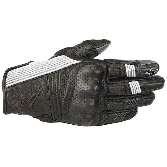 Alpinestars Sports Leather Motorcycle Gloves MUSTANG v2 Black White