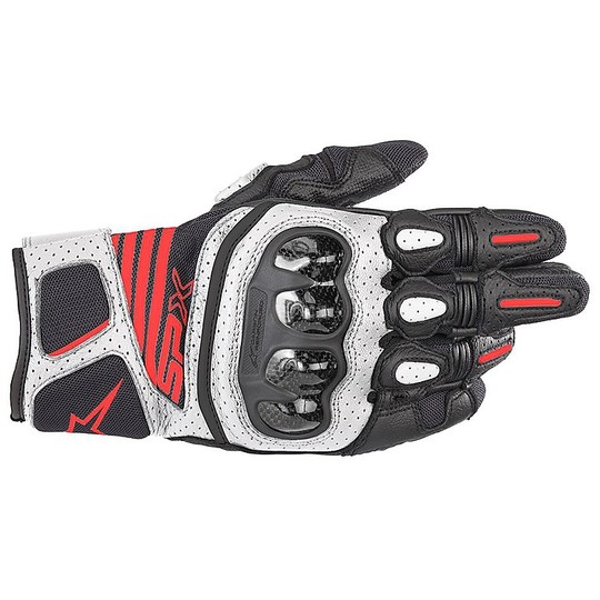 Alpinestars Sports Motorcycle Leather Gloves SP X Air CARBON v2 Black White Red