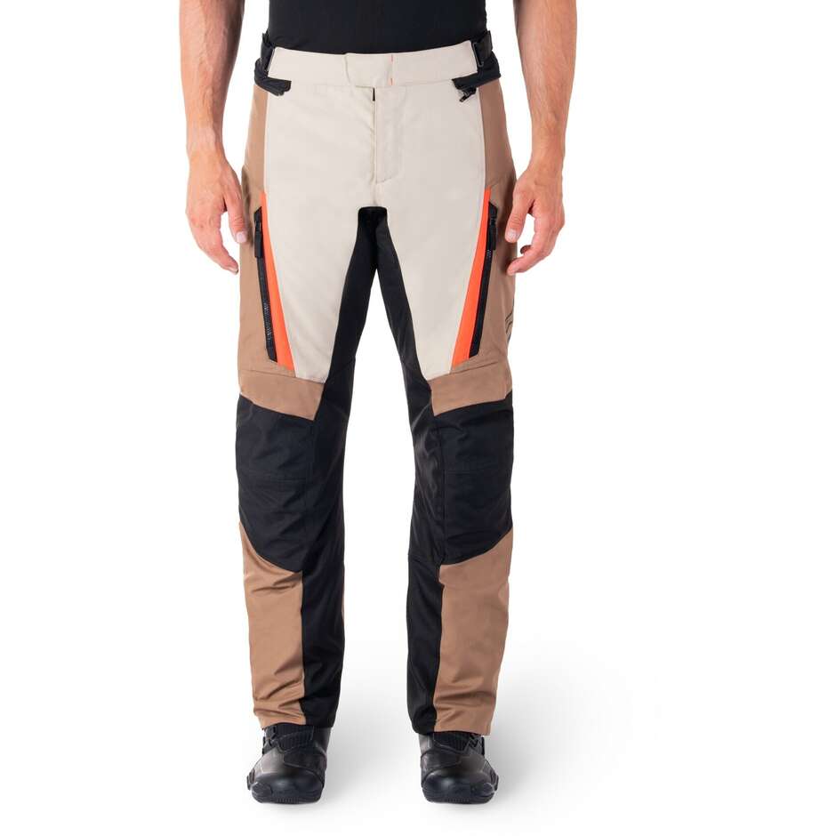 Alpinestars ST-1 WASSERDICHTE Motorradhose aus Stoff, Dunkelkhaki, Sand, Schwarz, Rot, Fluo