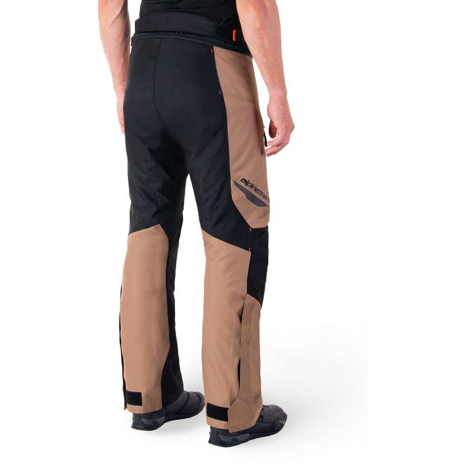 Alpinestars ST-1 WASSERDICHTE Motorradhose aus Stoff, Dunkelkhaki, Sand, Schwarz, Rot, Fluo