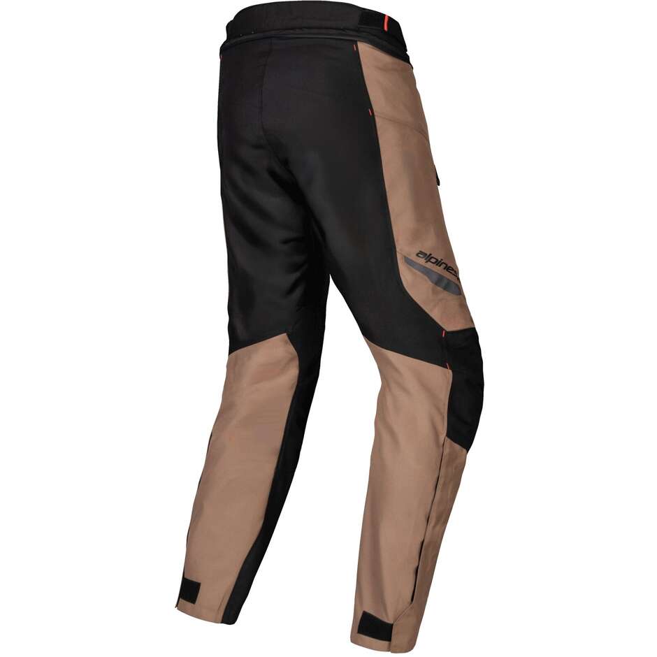 Alpinestars ST-1 WASSERDICHTE Motorradhose aus Stoff, Dunkelkhaki, Sand, Schwarz, Rot, Fluo