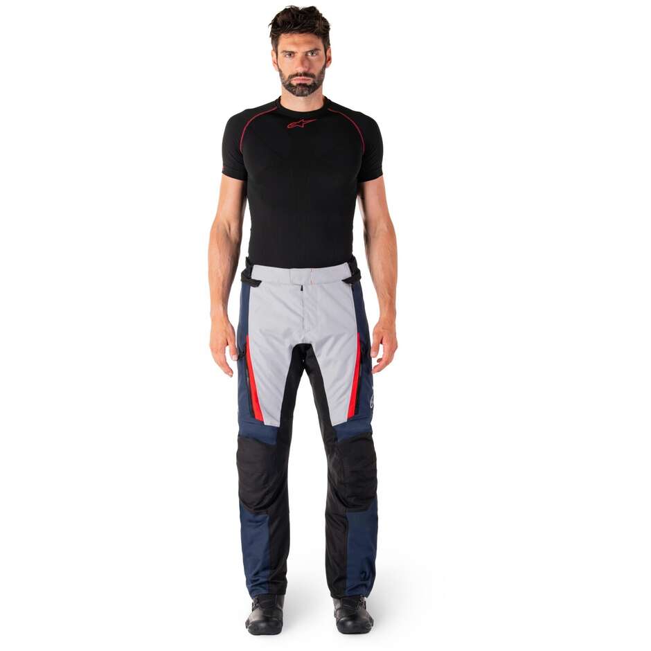 Alpinestars ST-1 WATERPROOF Fabric Motorcycle Pants Dark Blue Black Bright Red