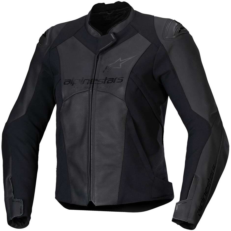 Alpinestars STELLA FASTER V3 Damen-Leder-Motorradjacke Schwarz Schwarz