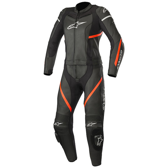 Alpinestars STELLA KIRA 2Pc Professional Divisible Leather Suit Black Fluo Red
