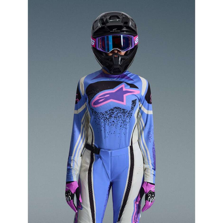Alpinestars STELLA TECHSTAR NOMUR Motocross Enduro Jersey, Light Blue, White, Black