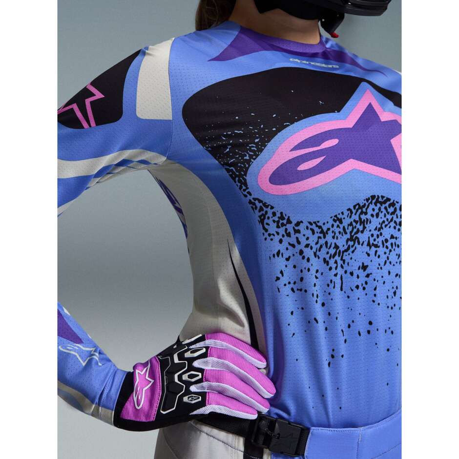 Alpinestars STELLA TECHSTAR NOMUR Motocross Enduro Jersey, Light Blue, White, Black