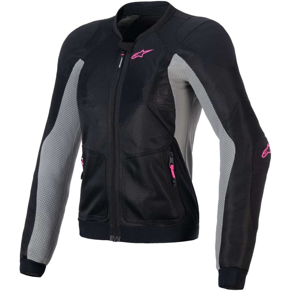 Alpinestars STELLA TROOP-AIR Women's Summer Motorcycle Jacket Black Grey Pink Fluorescent