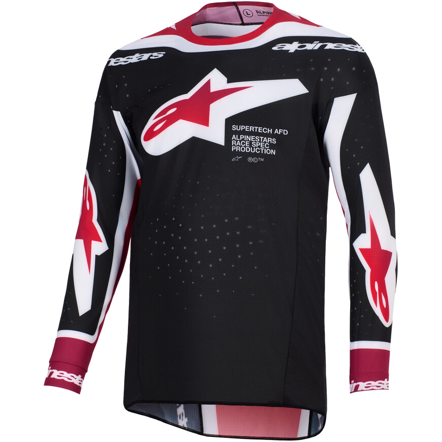 Alpinestars SUPERTECH AFD PRO VISTA Motocross Enduro Jersey Black Red White