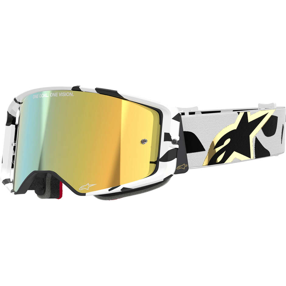 Alpinestars SUPERTECH CORP Helmmaske Gold Weiß Spiegelgold