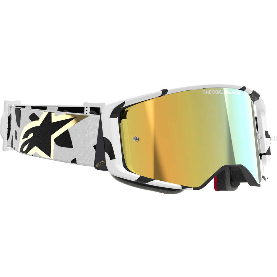 Alpinestars SUPERTECH CORP Helmmaske Gold Weiß Spiegelgold