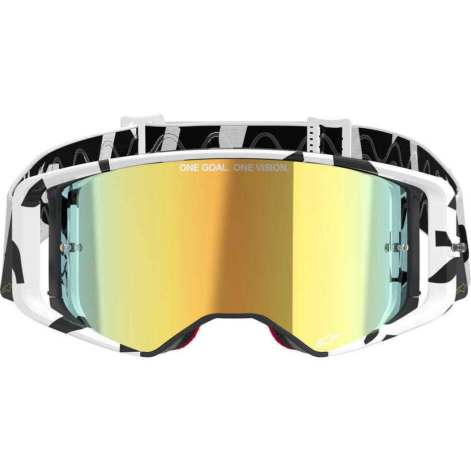 Alpinestars SUPERTECH CORP Helmmaske Gold Weiß Spiegelgold
