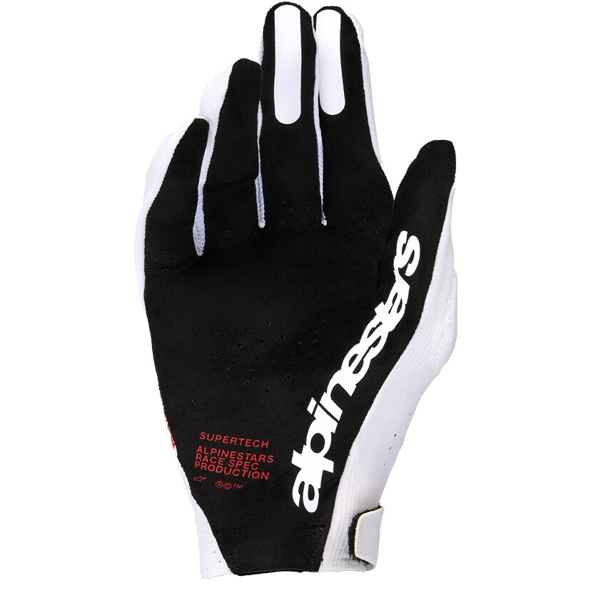 Alpinestars Supertech MX Cross Enduro Motorcycle Gloves White Black Fire Red