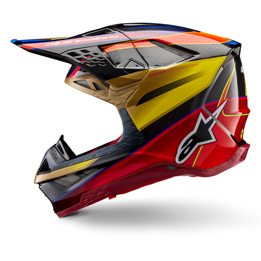 Alpinestars SUPERTECH S-M10 ERA 22.06 Glänzend Rot Gelb Motorrad Cross Enduro Helm