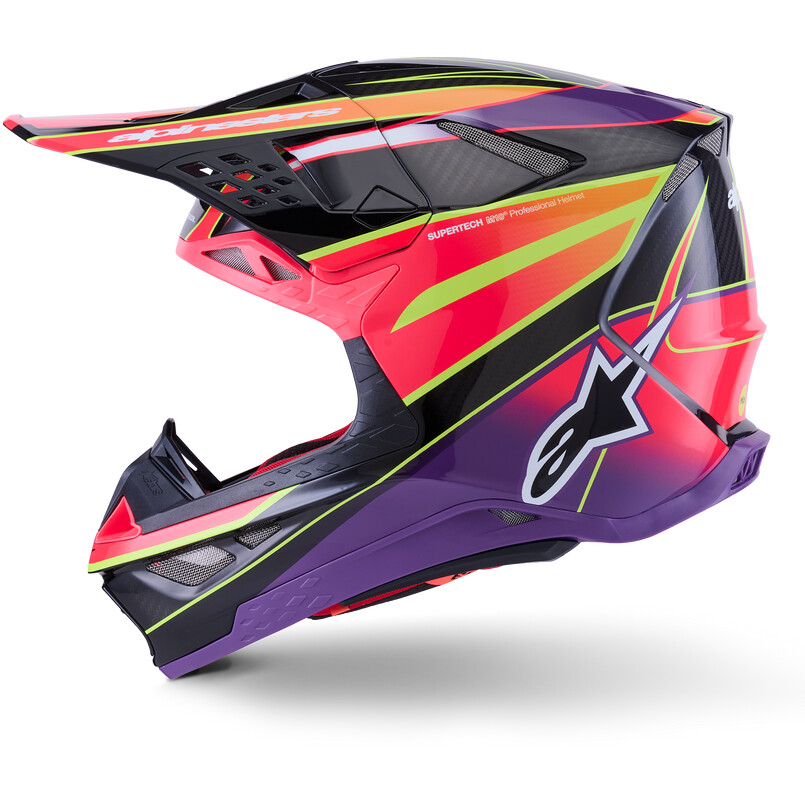 Alpinestars Supertech S-M10 Era Helmet ECE 22.06 Pink Purple Fluorescent Yellow Gloss Cross Enduro Motorcycle