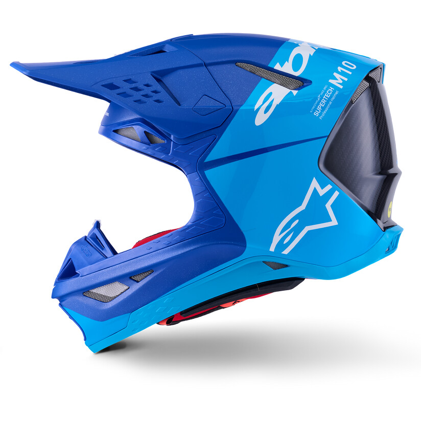 Alpinestars Supertech S-M10 Flood Ece06 Enduro Motocross Helmet, Light Blue, Black, Carbon
