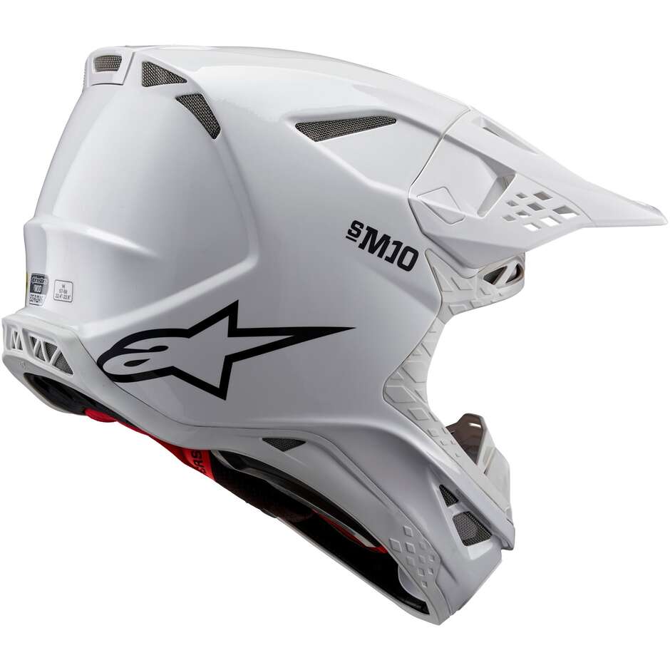 Alpinestars SUPERTECH S-M10 SOLID 22.06 Glossy White Cross Enduro Motorcycle Helmet