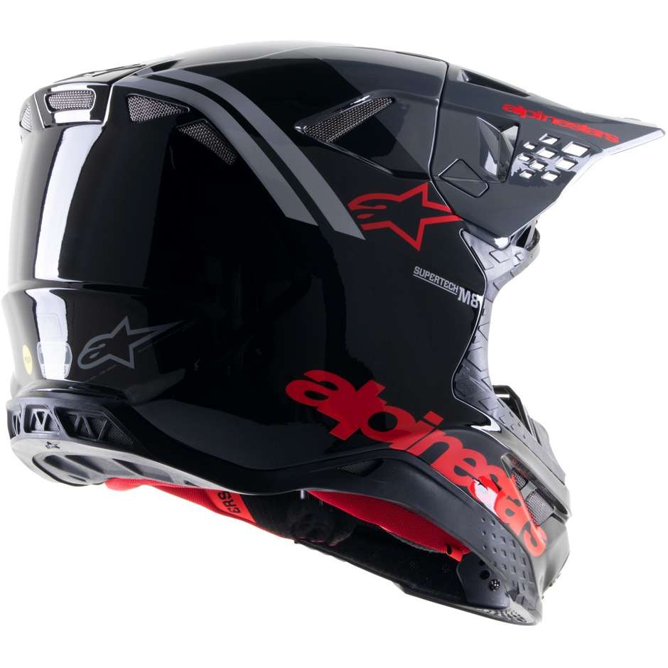 Alpinestars SUPERTECH S-M8 RADIUM 2 Cross Enduro Motorcycle Helmet Glossy Black Red