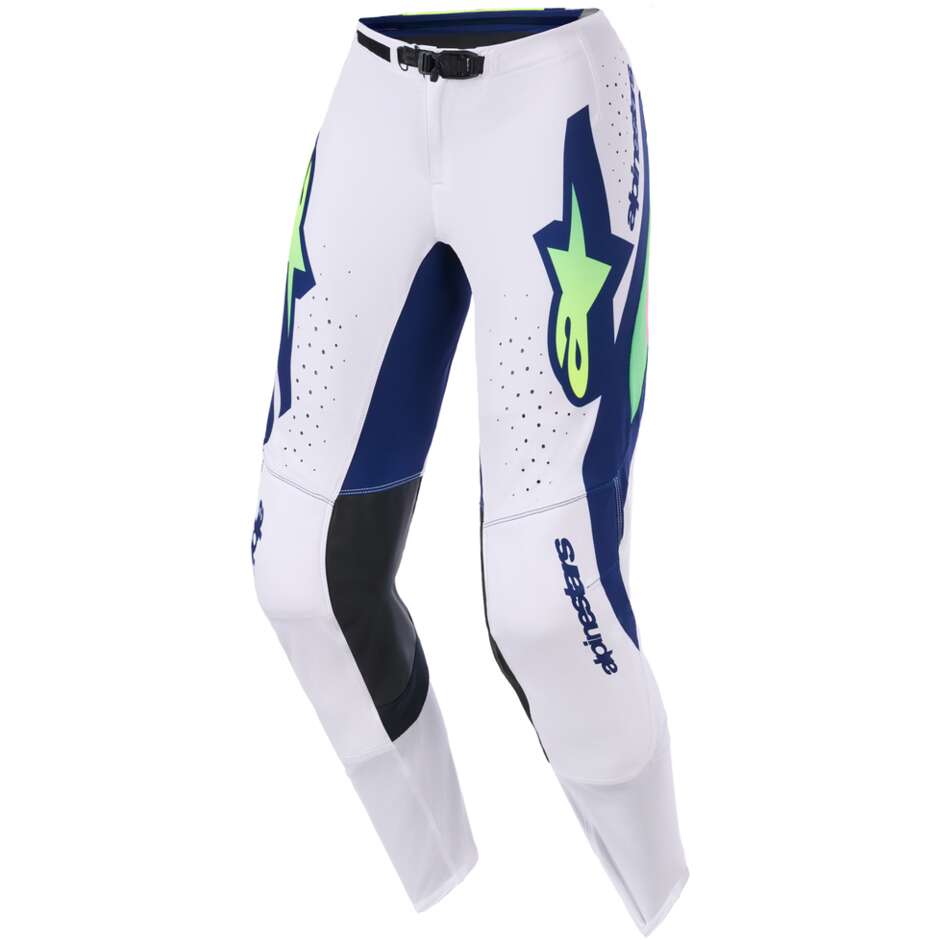 Alpinestars SUPERTECH VISTA Cross Enduro Motorcycle Pants Light Grey Fluo Yellow Blue