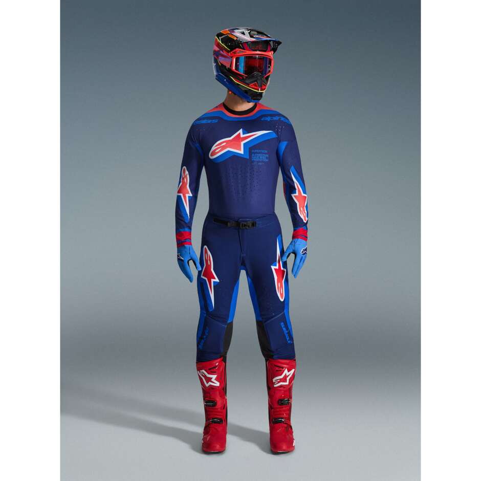 Alpinestars SUPERTECH VISTA Motocross Enduro Pants Dark Blue Warm Coral Cobalt