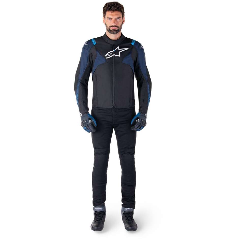 Alpinestars T-JAWS V4 WP Fabric Motorcycle Jacket Dark Black Blue Blithe Blue