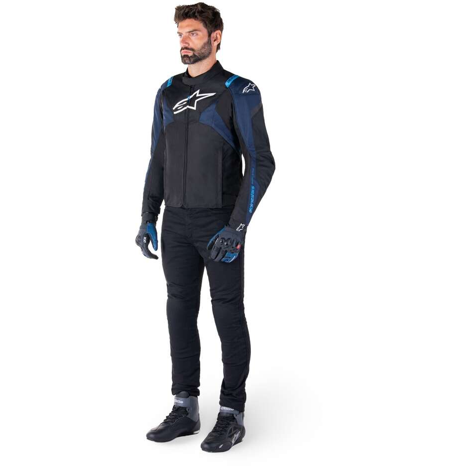 Alpinestars T-JAWS V4 WP Fabric Motorcycle Jacket Dark Black Blue Blithe Blue