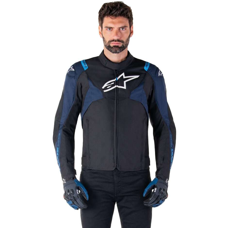 Alpinestars T-JAWS V4 WP Stoff Motorradjacke Dunkelschwarz Blau Blithe Blue