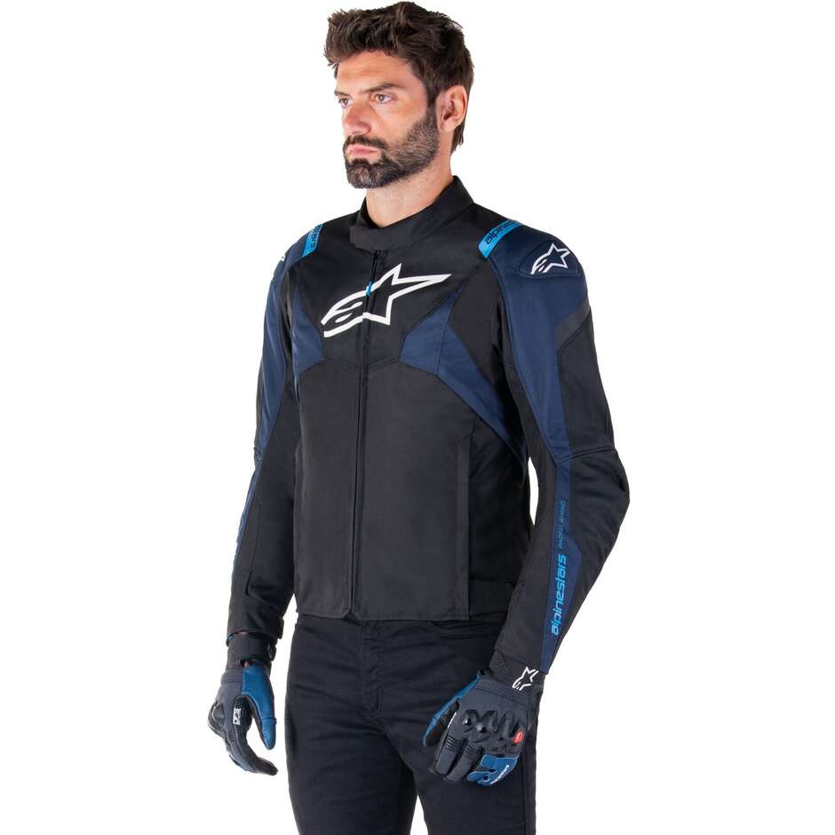 Alpinestars T-JAWS V4 WP Stoff Motorradjacke Dunkelschwarz Blau Blithe Blue