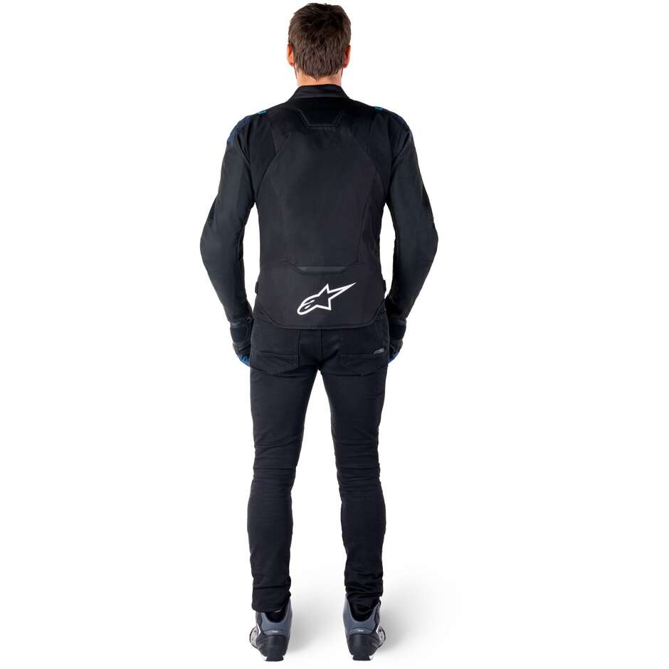 Alpinestars T-JAWS V4 WP Stoff Motorradjacke Dunkelschwarz Blau Blithe Blue
