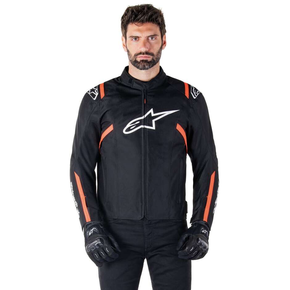 Alpinestars T-SPS V2 WP Stoff Motorradjacke Schwarz Weiß Rot Fluo