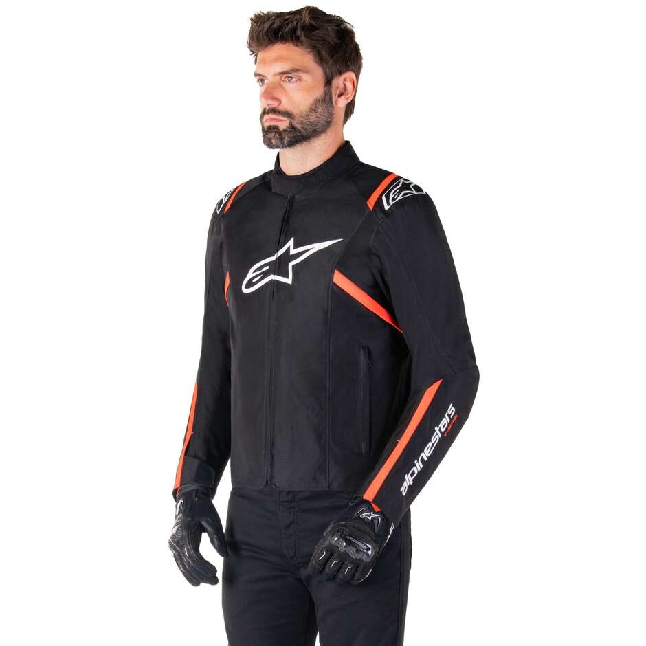 Alpinestars T-SPS V2 WP Stoff Motorradjacke Schwarz Weiß Rot Fluo