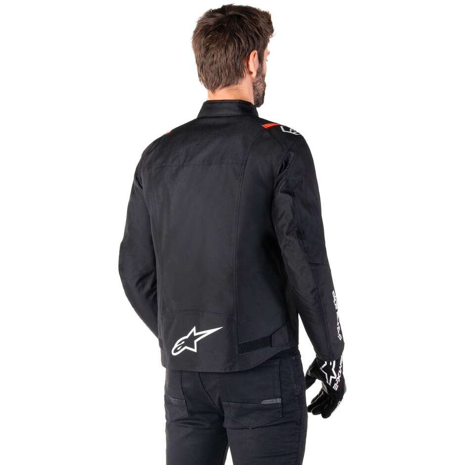 Alpinestars T-SPS V2 WP Stoff Motorradjacke Schwarz Weiß Rot Fluo