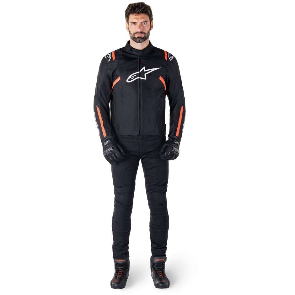 Alpinestars T-SPS V2 WP Stoff Motorradjacke Schwarz Weiß Rot Fluo