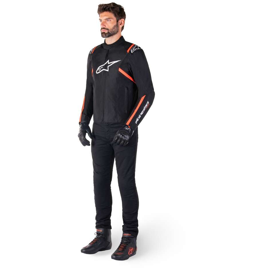Alpinestars T-SPS V2 WP Stoff Motorradjacke Schwarz Weiß Rot Fluo