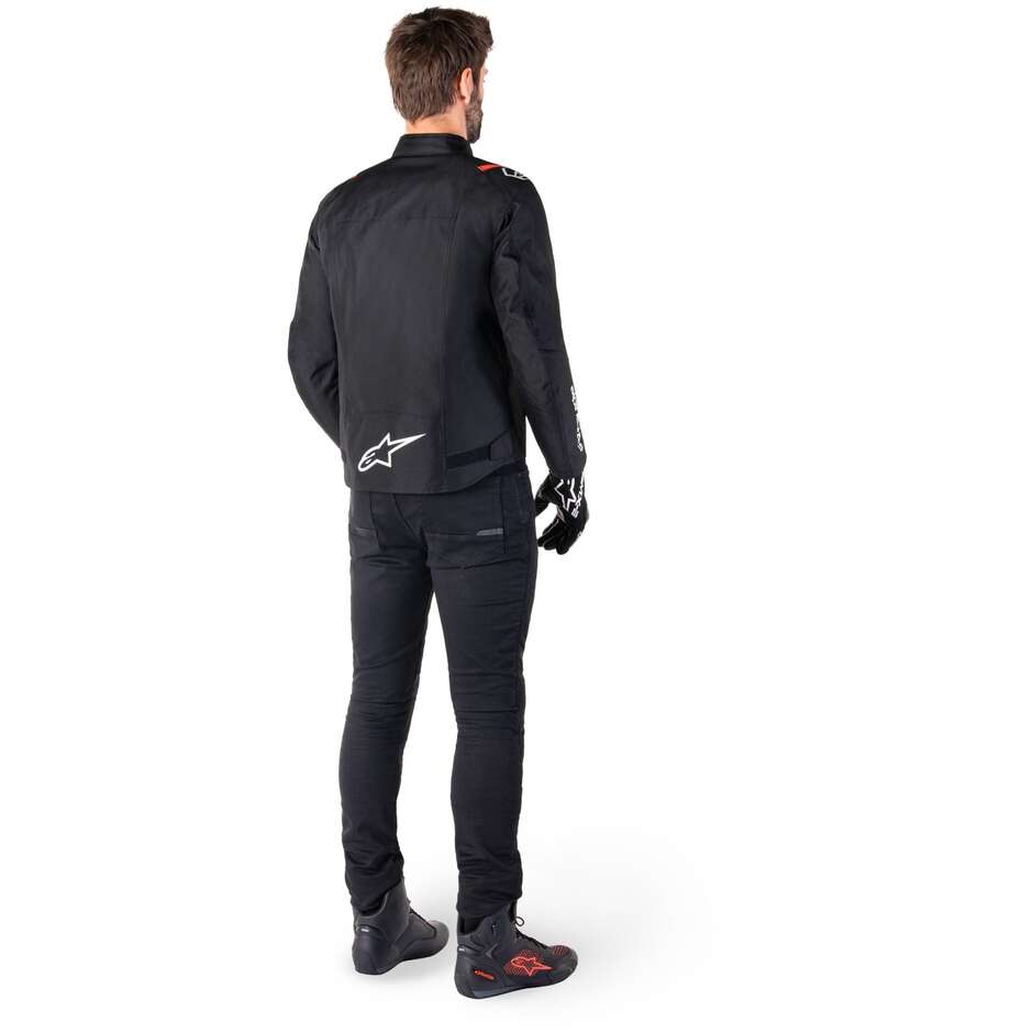 Alpinestars T-SPS V2 WP Stoff Motorradjacke Schwarz Weiß Rot Fluo