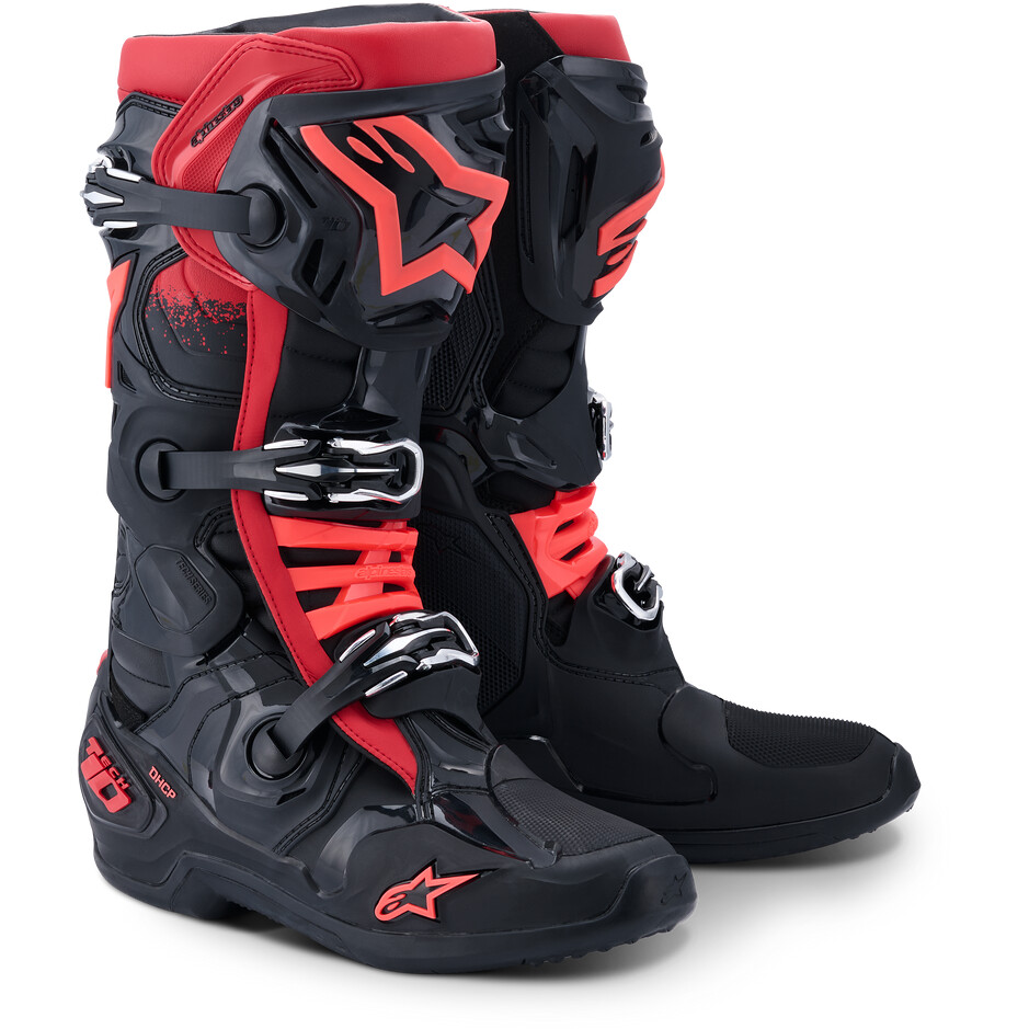 Alpinestars TECH 10 Motocross Enduro Stiefel Schwarz Rot