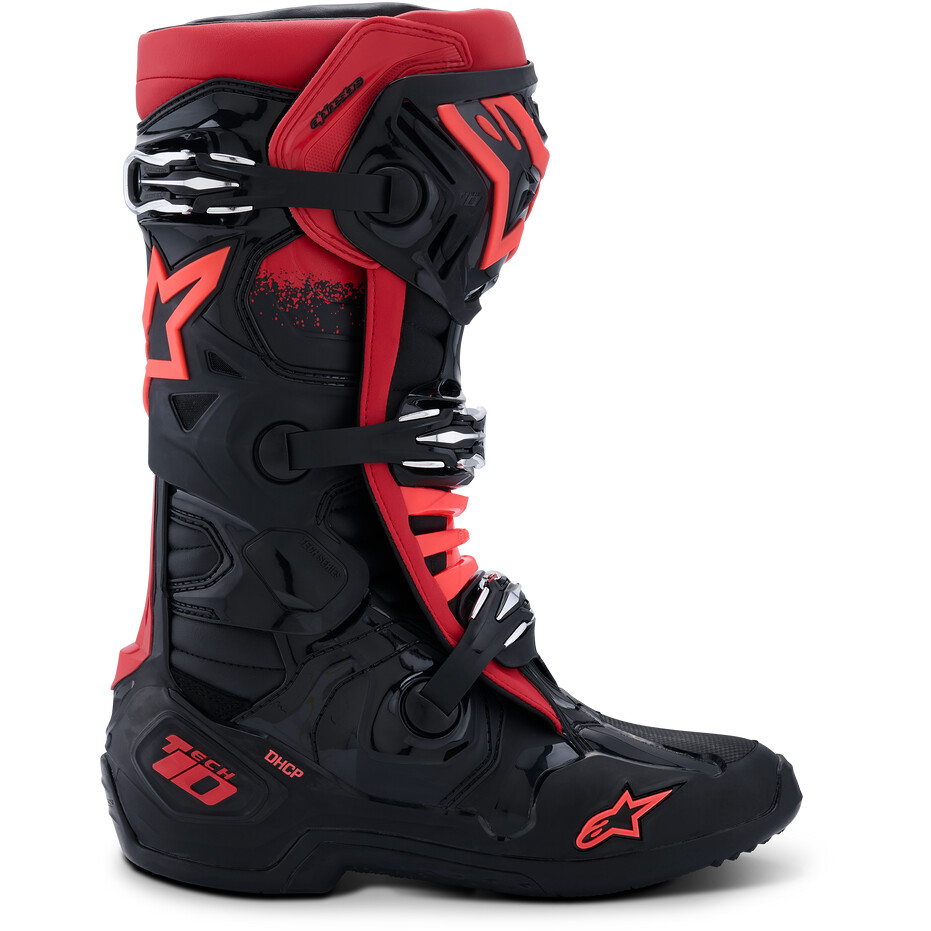 Alpinestars TECH 10 Motocross Enduro Stiefel Schwarz Rot