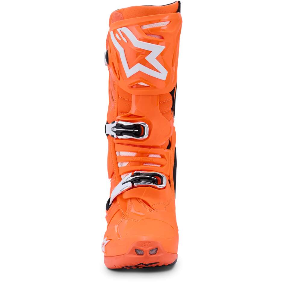 Alpinestars TECH 10 SUPERVENTED Motocross Enduro Stiefel Fluoreszierend Orange Schwarz Weiß