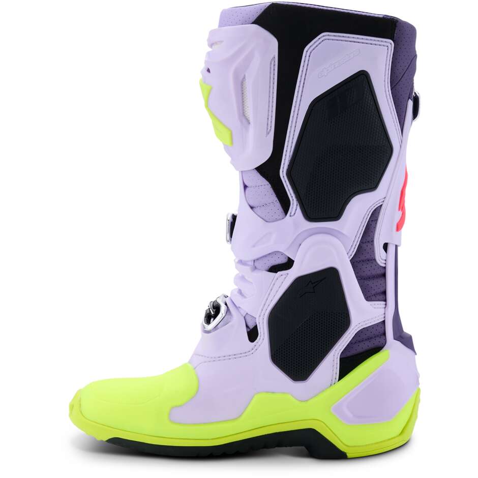 Alpinestars TECH 10 SUPERVENTED Motocross-Enduro-Stiefel Lila Fluo Gelb Diva Pink