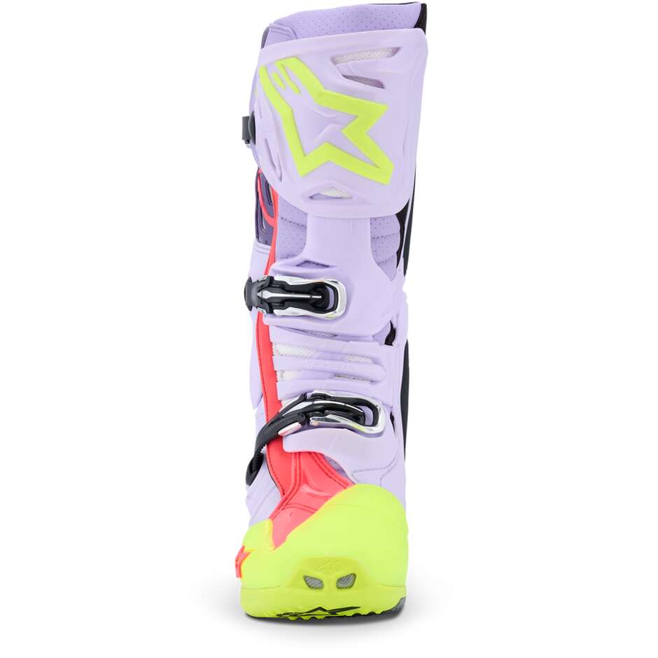 Alpinestars TECH 10 SUPERVENTED Motocross-Enduro-Stiefel Lila Fluo Gelb Diva Pink
