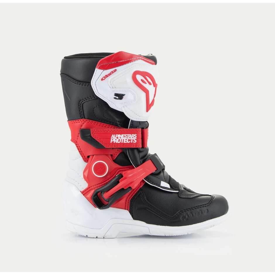Alpinestars TECH 3S KIDS Cross Enduro Motorcycle Boots for Children White Black White Bright Red