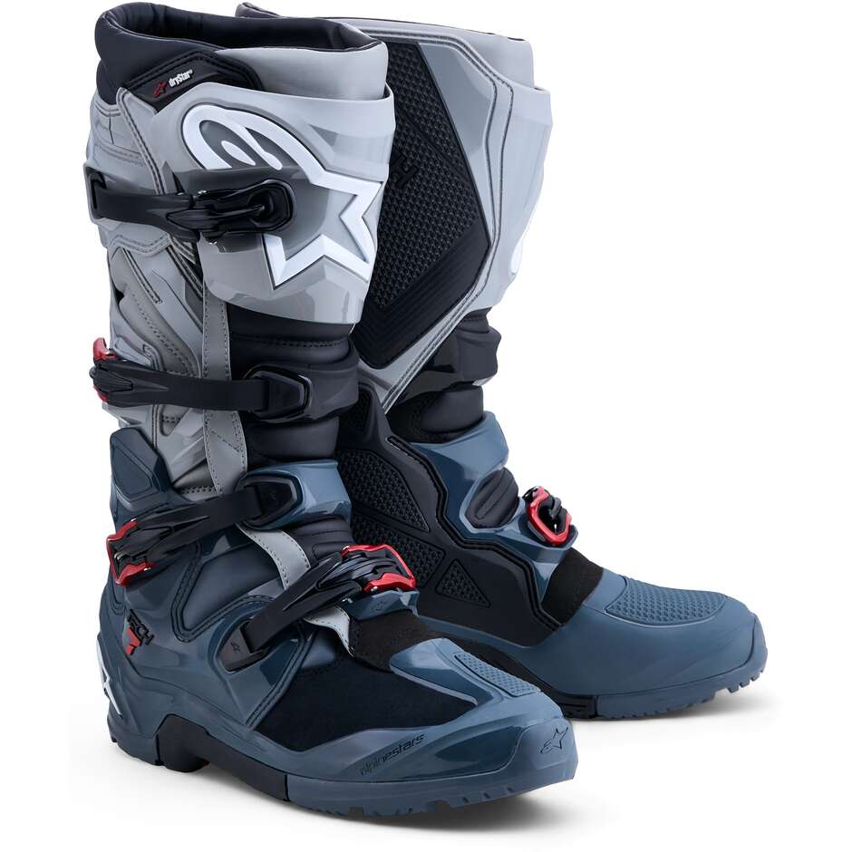 Alpinestars TECH 7 ENDURO DRYSTAR Enduro Motorcycle Boots Dark Grey Medium Grey Bright Red