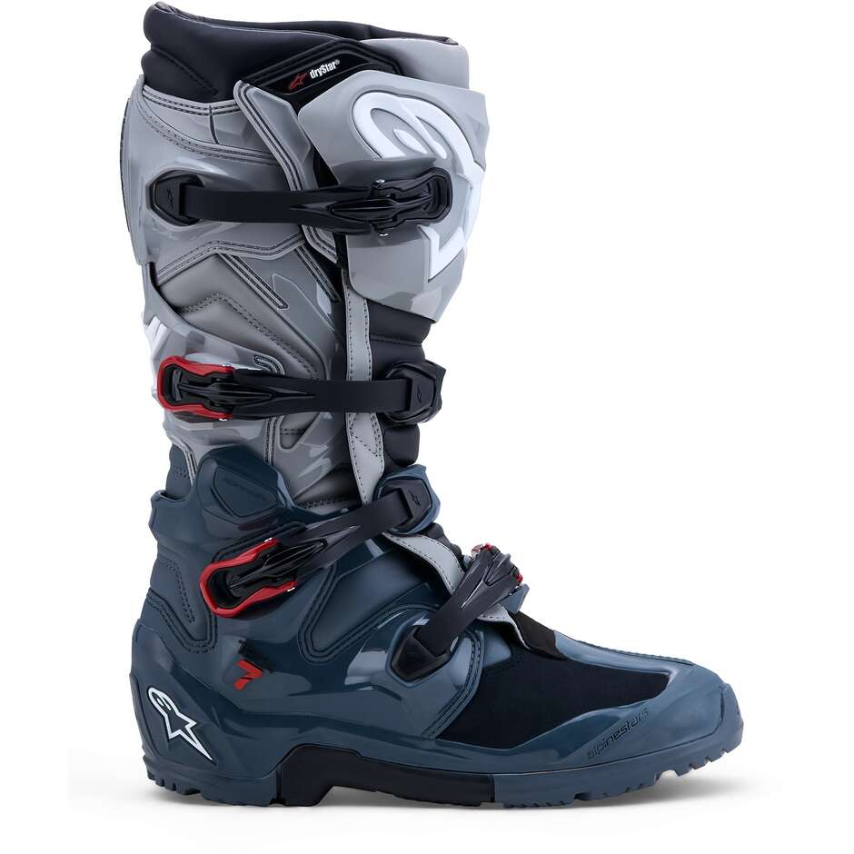 Alpinestars TECH 7 ENDURO DRYSTAR Enduro Motorcycle Boots Dark Grey Medium Grey Bright Red