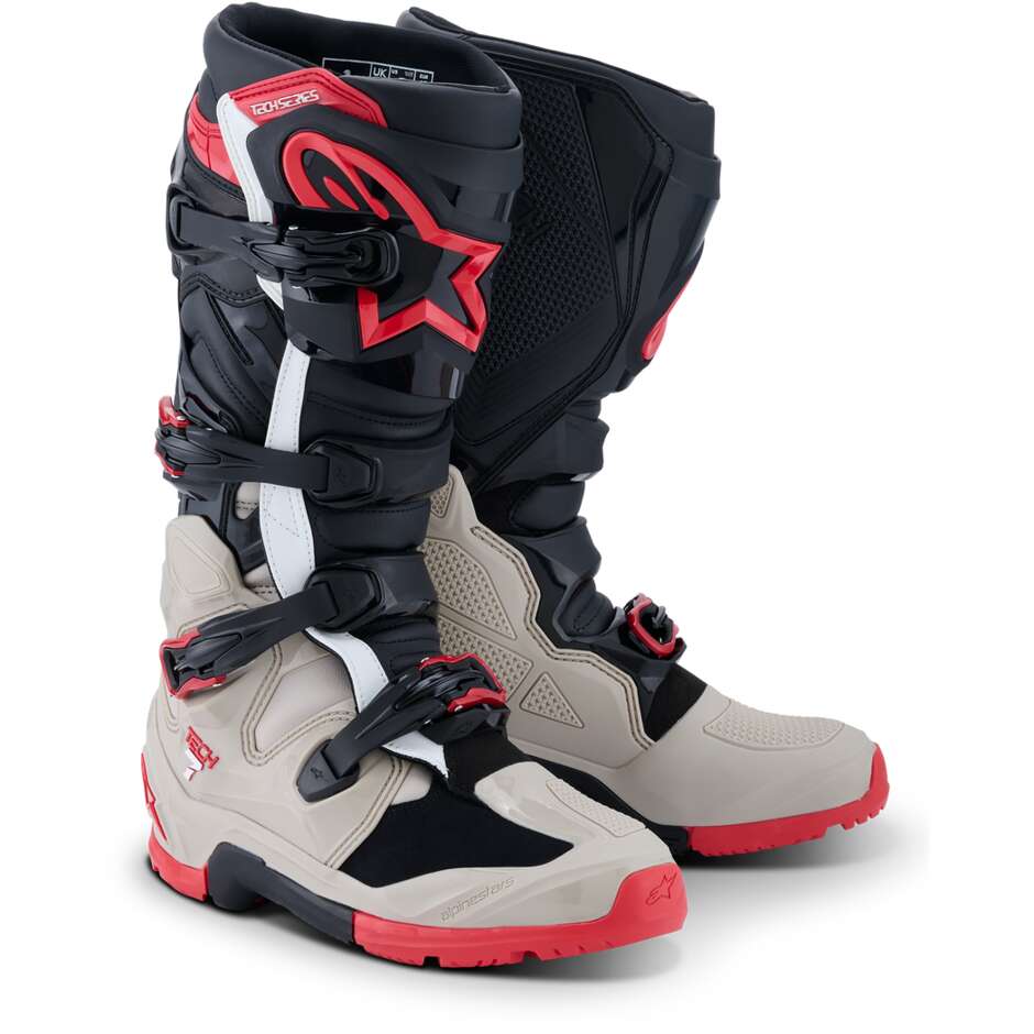 Alpinestars TECH 7 ENDURO Motocross Enduro Stiefel Schwarz Hellgrau Leuchtend Rot