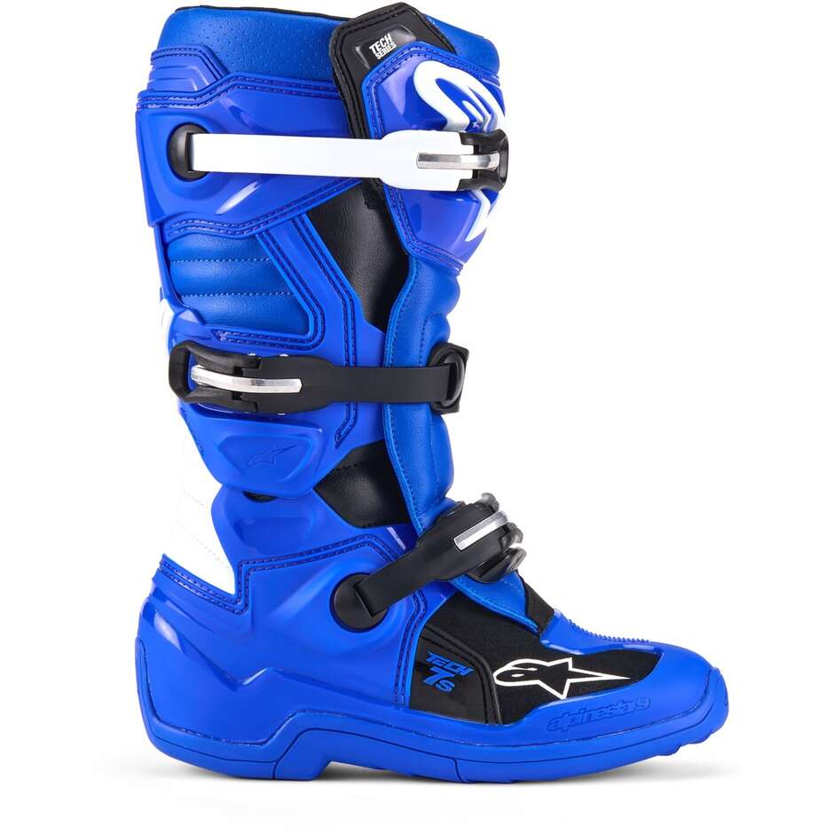 Alpinestars TECH 7 S Cross Enduro Kinder-Motorradstiefel Blau Schwarz Weiß