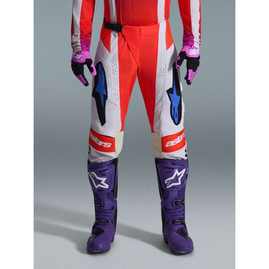 Alpinestars TECHSTAR KNIF Cross Enduro Motorcycle Pants Light Grey Fluo Orange Black