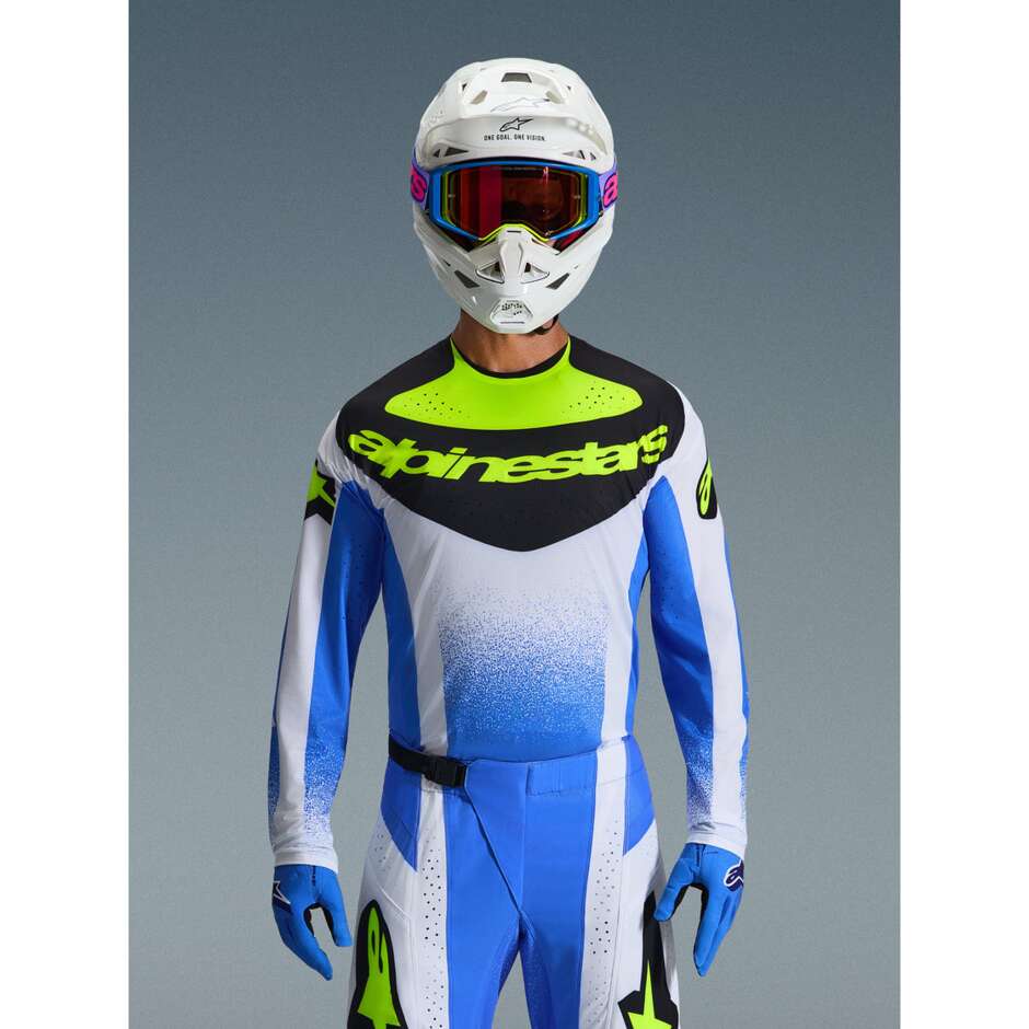 Alpinestars TECHSTAR KNIF Cross Enduro Motorradtrikot Hellblau Schwarz Fluoreszierend Gelb
