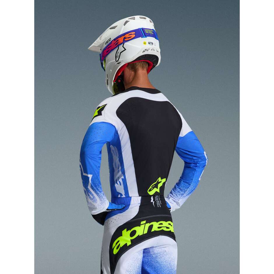 Alpinestars TECHSTAR KNIF Cross Enduro Motorradtrikot Hellblau Schwarz Fluoreszierend Gelb