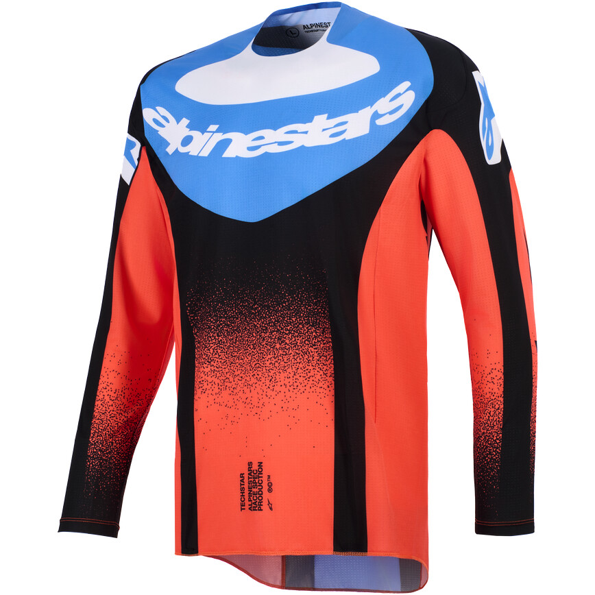 Alpinestars TECHSTAR KNIF Motocross Enduro Jersey Orange Black Light Blue